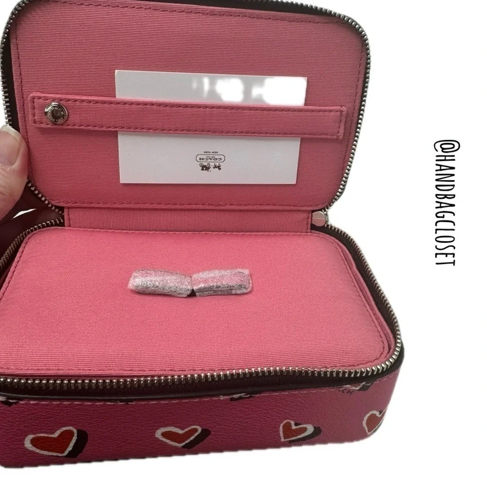Coach Y2K Heart Travel Jewelry Box Signature Vintage 60990 Hearts